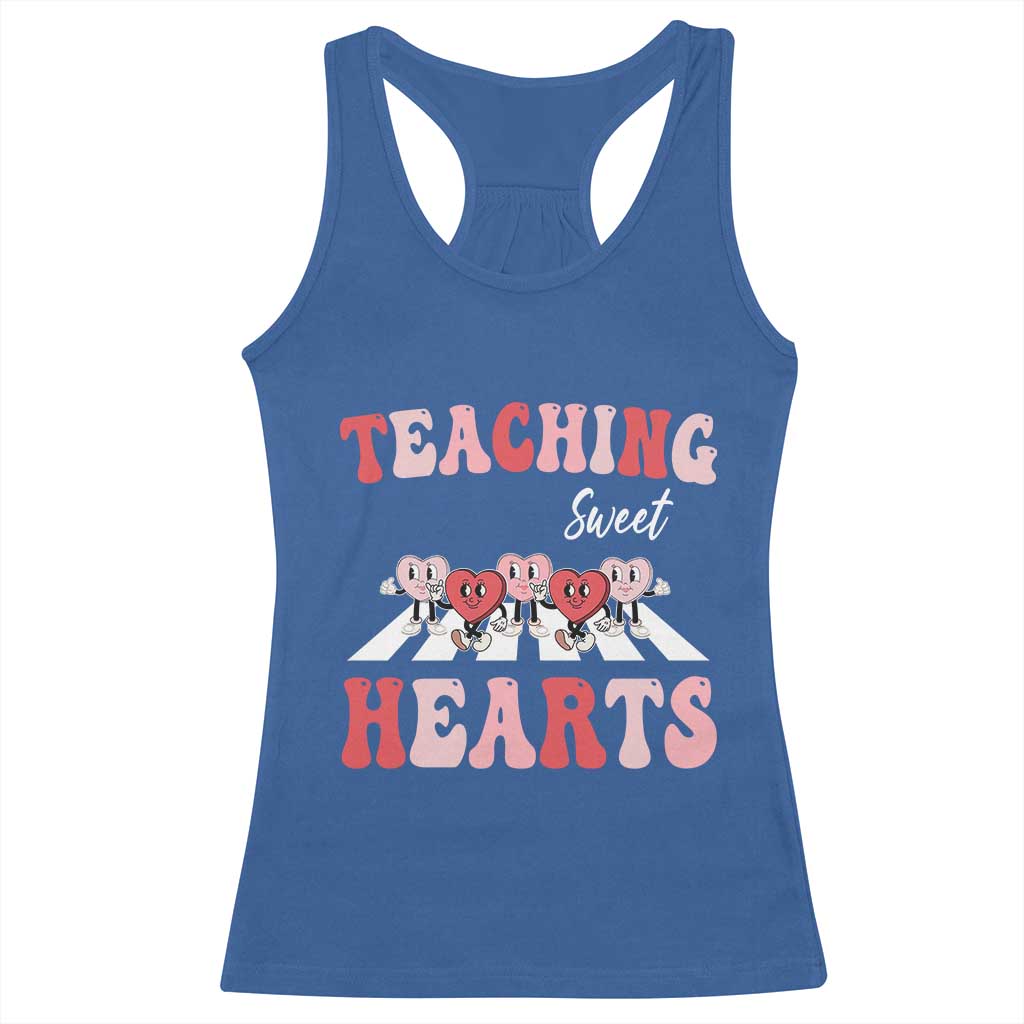 Funny Valentine's Day Teacher Racerback Tank Top Teaching Sweet Hearts Cute Student Hearts