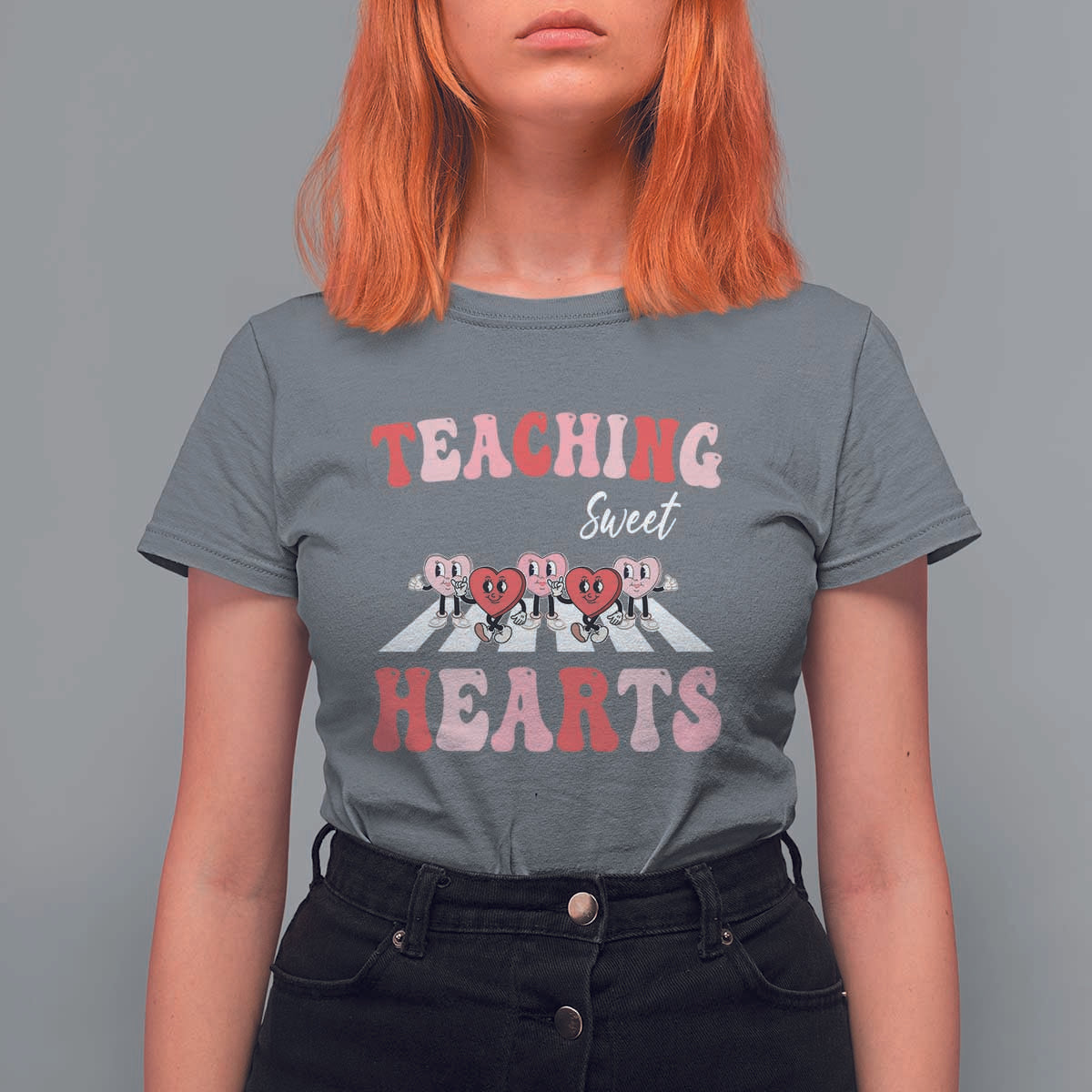 Funny Valentine's Day Teacher T Shirt For Women Teaching Sweet Hearts Cute Student Hearts