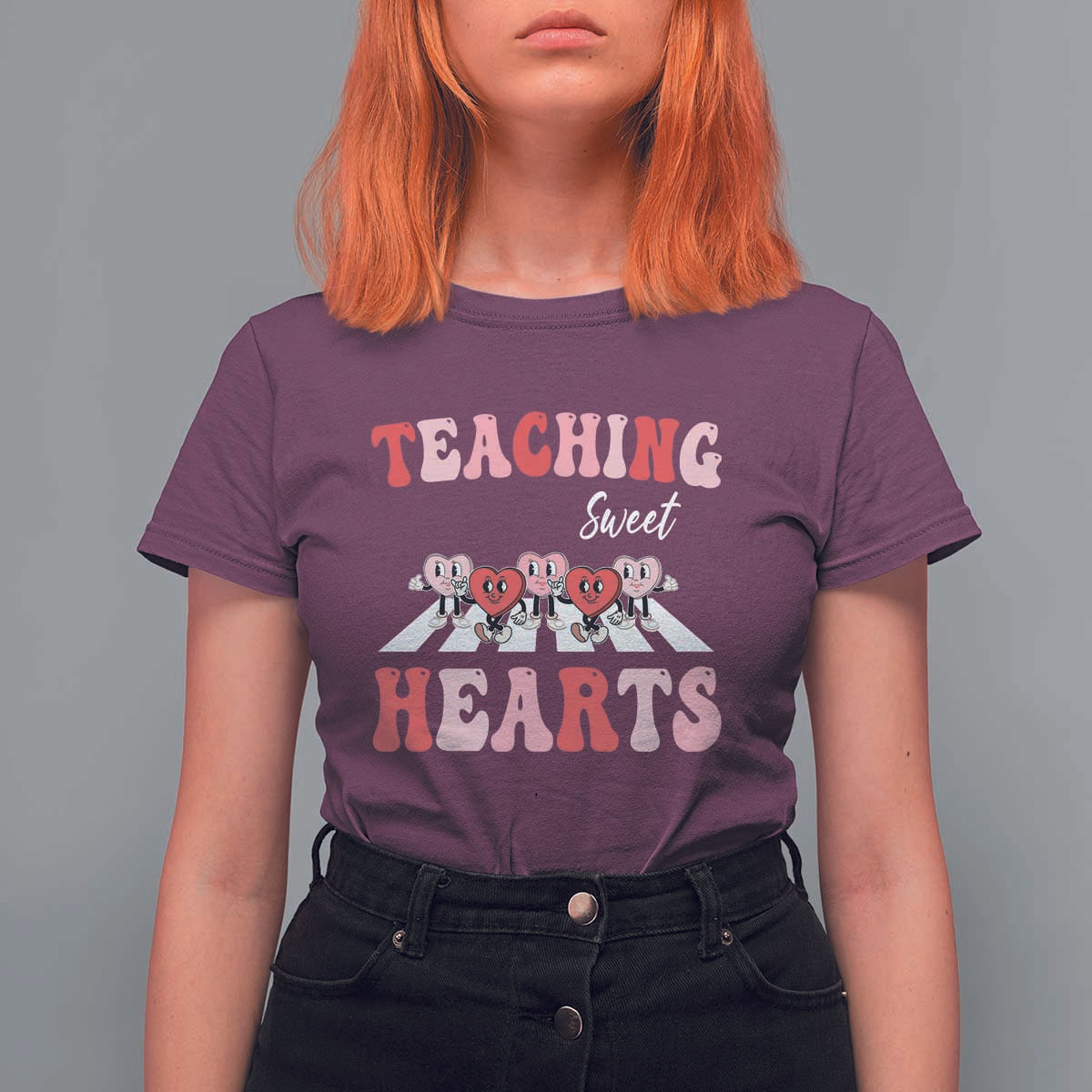 Funny Valentine's Day Teacher T Shirt For Women Teaching Sweet Hearts Cute Student Hearts