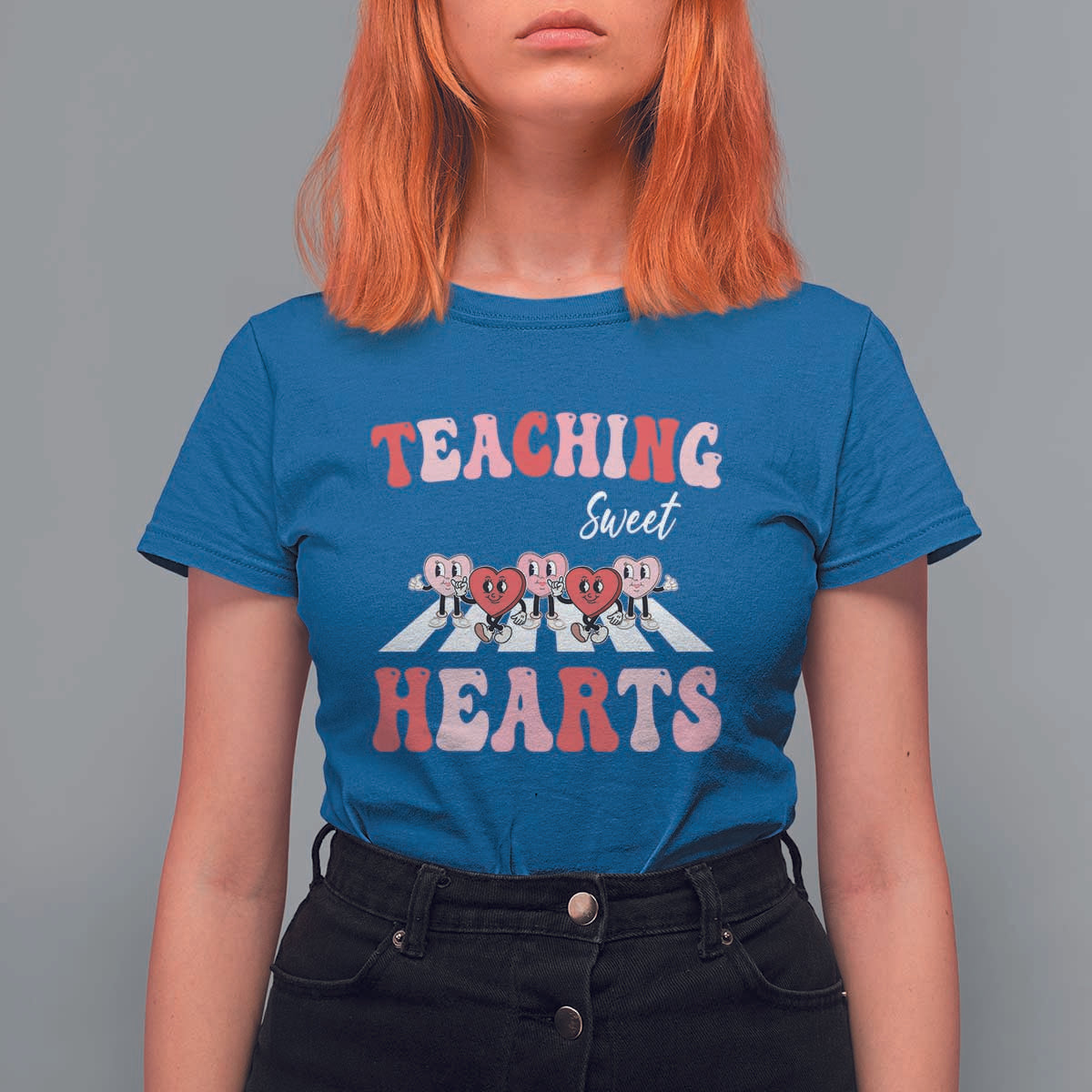 Funny Valentine's Day Teacher T Shirt For Women Teaching Sweet Hearts Cute Student Hearts