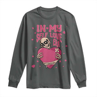 Funny Anti Valentine's Day Long Sleeve Shirt In My Self Love Era Skeleton Hearts