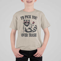 Funny Valentine's Day Racoon T Shirt For Kid I'd Pick You Over Trash Rose