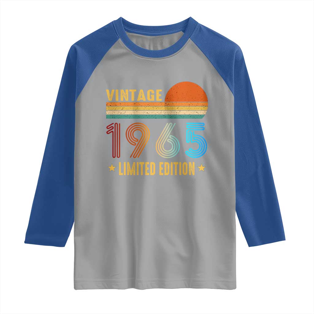 Funny Birthday Raglan Shirt Vintage 1965 Limited Edition Bday Party