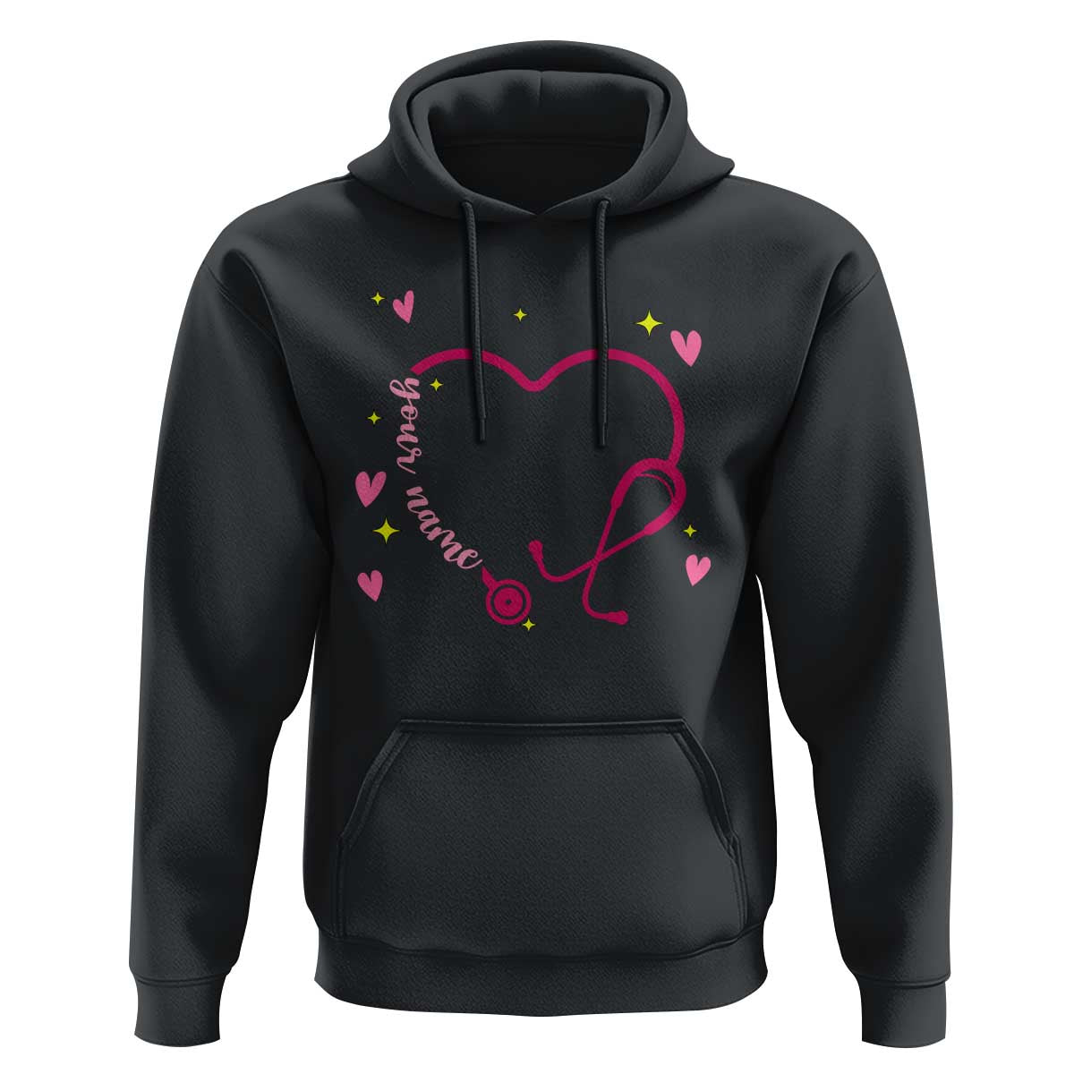 Personalized Valentine's Day Nursing Hoodie Custom Name Nurse Doctor Heart Stethoscope