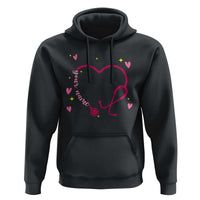 Personalized Valentine's Day Nursing Hoodie Custom Name Nurse Doctor Heart Stethoscope