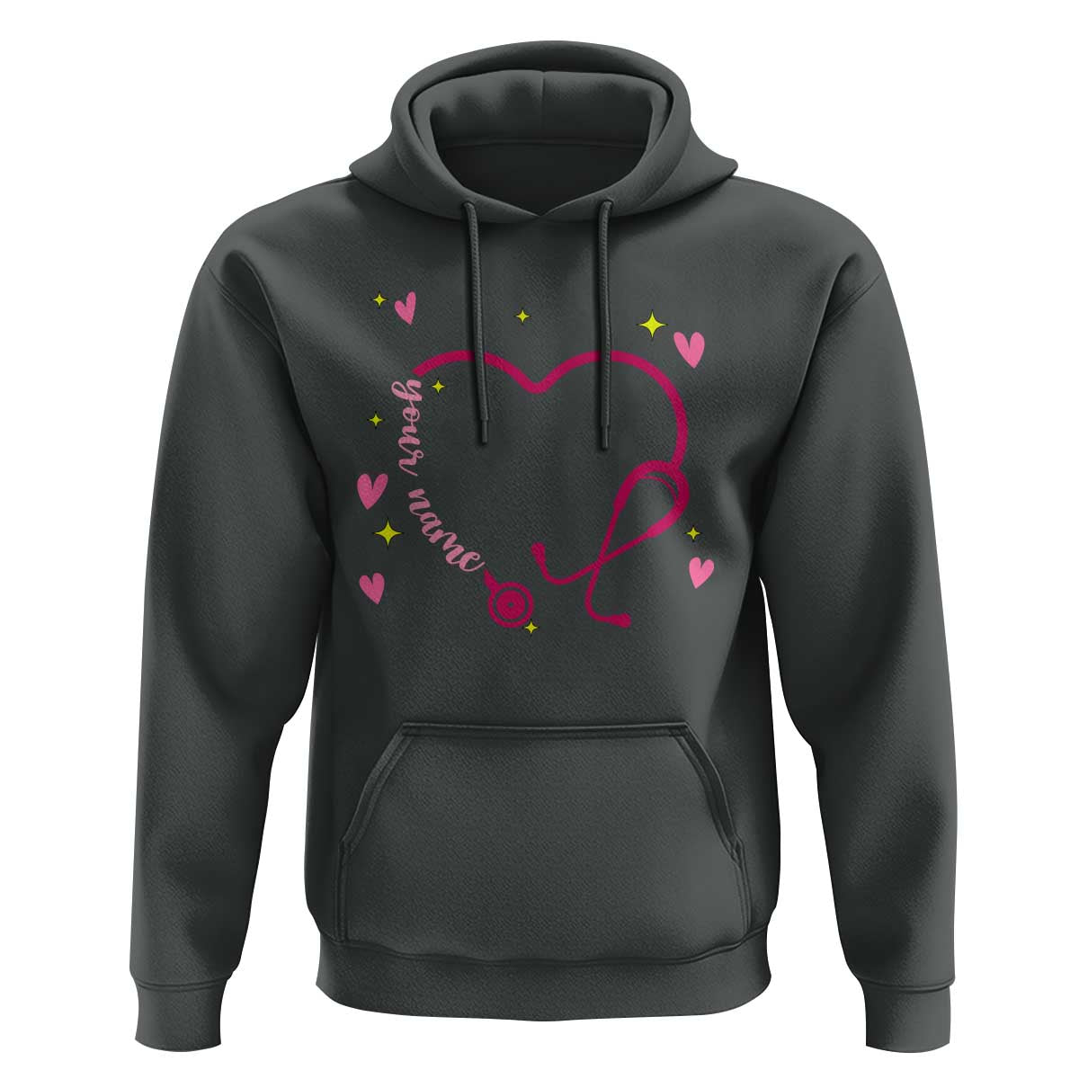 Personalized Valentine's Day Nursing Hoodie Custom Name Nurse Doctor Heart Stethoscope