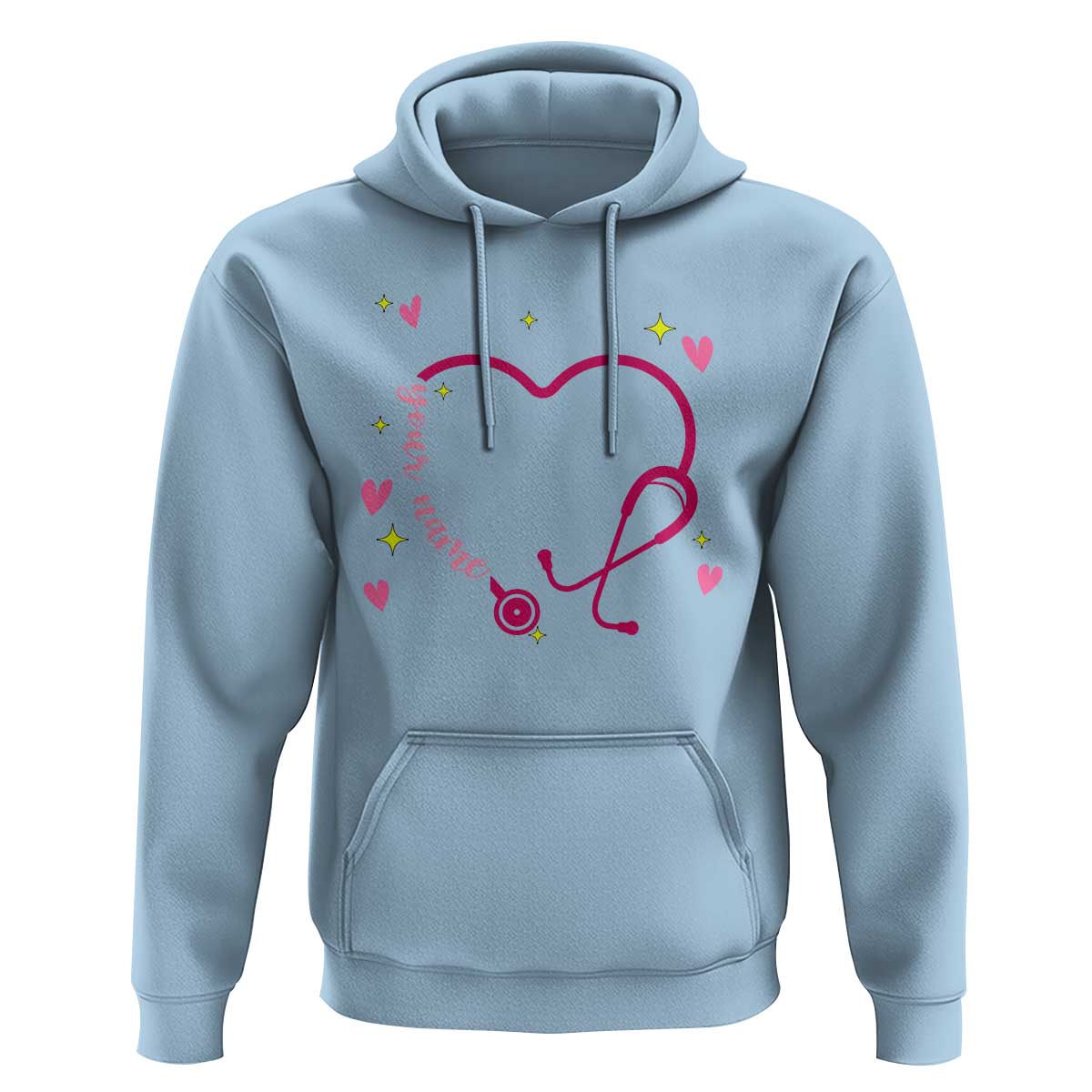 Personalized Valentine's Day Nursing Hoodie Custom Name Nurse Doctor Heart Stethoscope