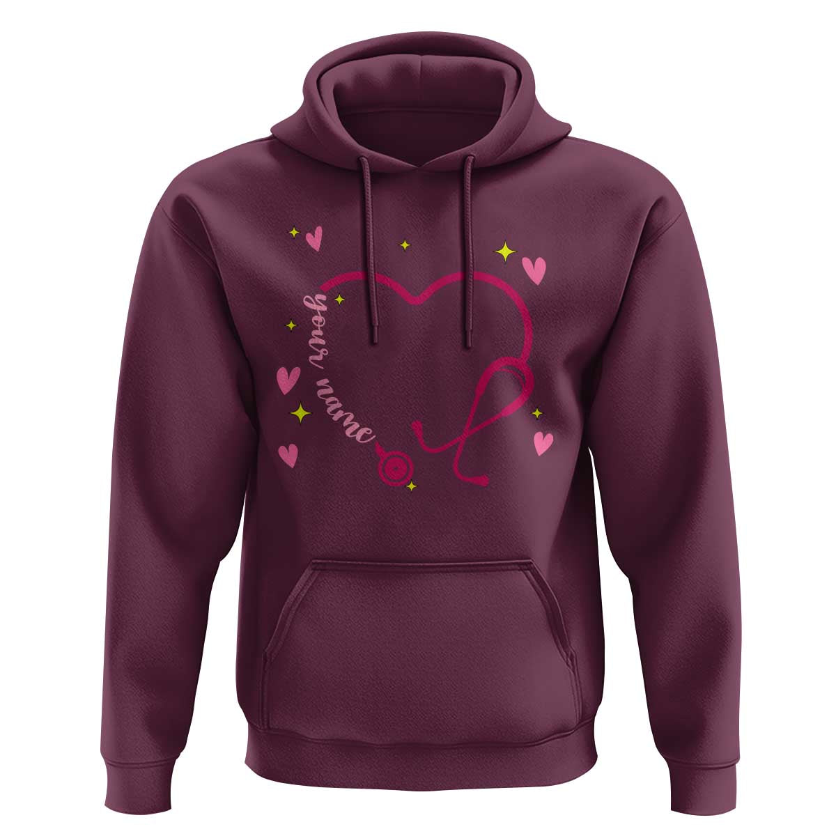 Personalized Valentine's Day Nursing Hoodie Custom Name Nurse Doctor Heart Stethoscope