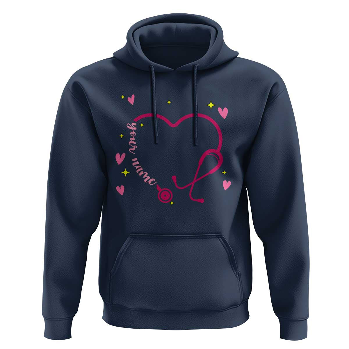 Personalized Valentine's Day Nursing Hoodie Custom Name Nurse Doctor Heart Stethoscope