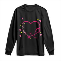 Personalized Valentine's Day Nursing Long Sleeve Shirt Custom Name Nurse Doctor Heart Stethoscope