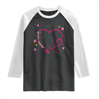 Personalized Valentine's Day Nursing Raglan Shirt Custom Name Nurse Doctor Heart Stethoscope