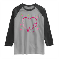 Personalized Valentine's Day Nursing Raglan Shirt Custom Name Nurse Doctor Heart Stethoscope