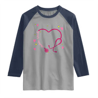 Personalized Valentine's Day Nursing Raglan Shirt Custom Name Nurse Doctor Heart Stethoscope