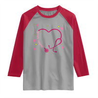 Personalized Valentine's Day Nursing Raglan Shirt Custom Name Nurse Doctor Heart Stethoscope