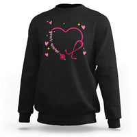 Personalized Valentine's Day Nursing Sweatshirt Custom Name Nurse Doctor Heart Stethoscope