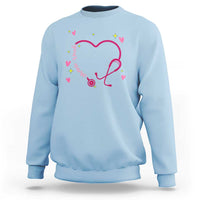 Personalized Valentine's Day Nursing Sweatshirt Custom Name Nurse Doctor Heart Stethoscope