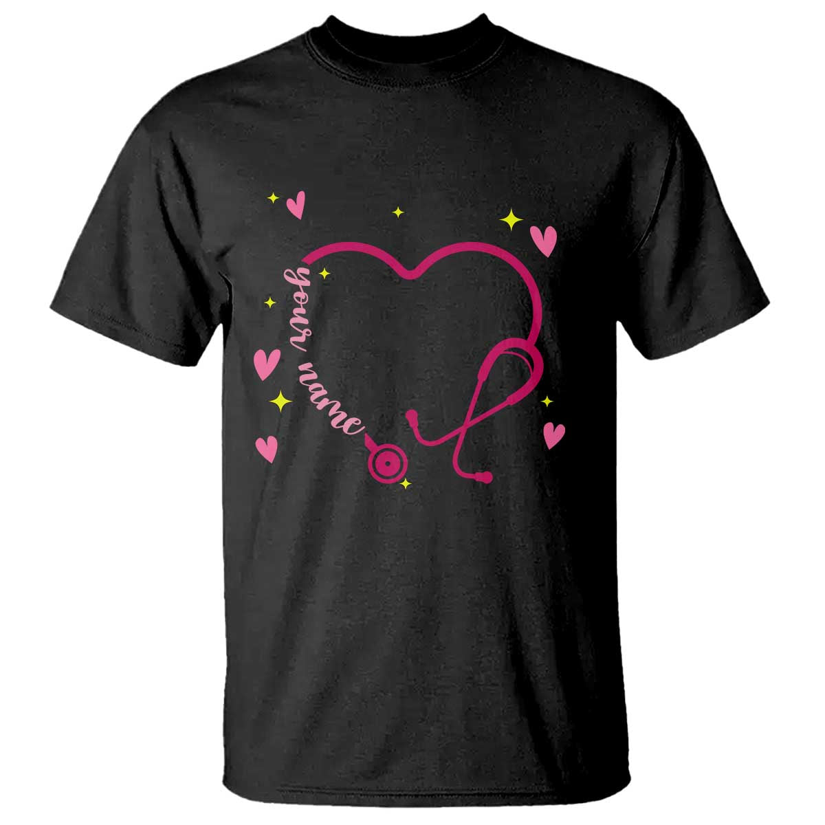 Personalized Valentine's Day Nursing T Shirt Custom Name Nurse Doctor Heart Stethoscope