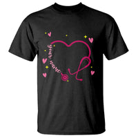 Personalized Valentine's Day Nursing T Shirt Custom Name Nurse Doctor Heart Stethoscope