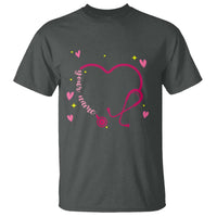 Personalized Valentine's Day Nursing T Shirt Custom Name Nurse Doctor Heart Stethoscope