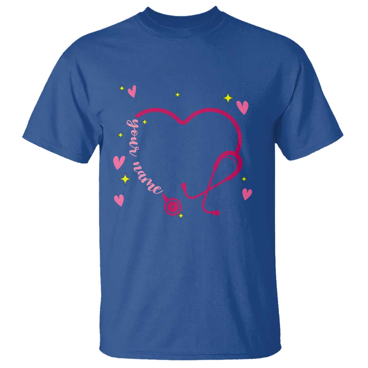 Personalized Valentine's Day Nursing T Shirt Custom Name Nurse Doctor Heart Stethoscope