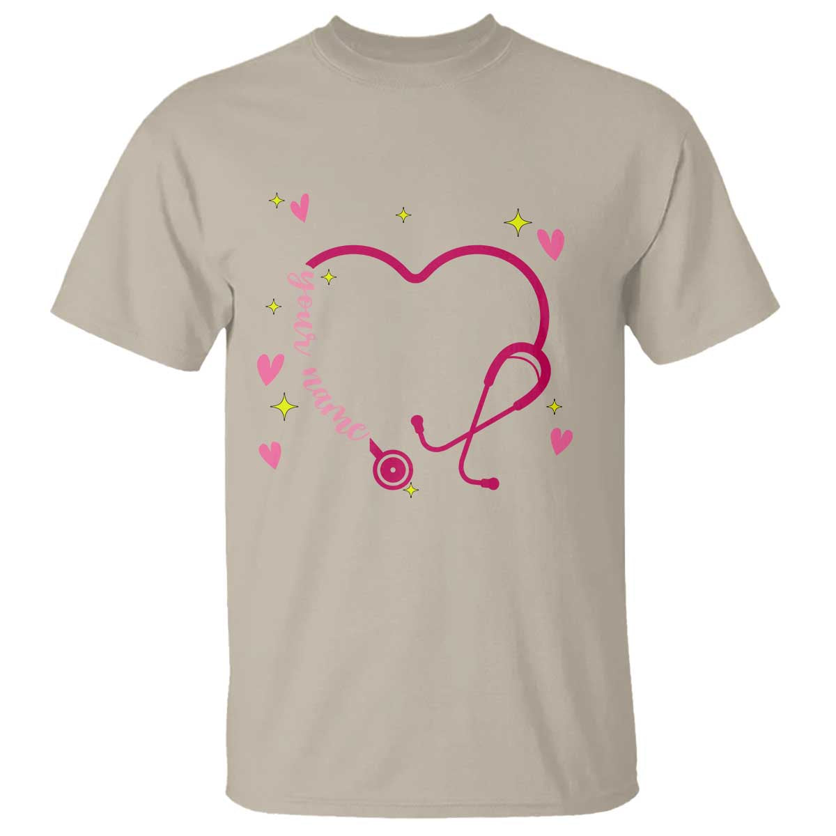 Personalized Valentine's Day Nursing T Shirt Custom Name Nurse Doctor Heart Stethoscope