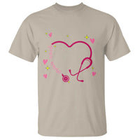 Personalized Valentine's Day Nursing T Shirt Custom Name Nurse Doctor Heart Stethoscope