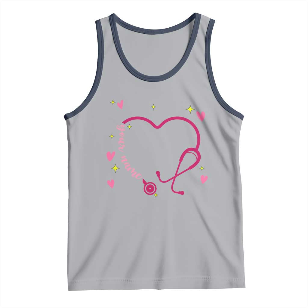 Personalized Valentine's Day Nursing Tank Top Custom Name Nurse Doctor Heart Stethoscope