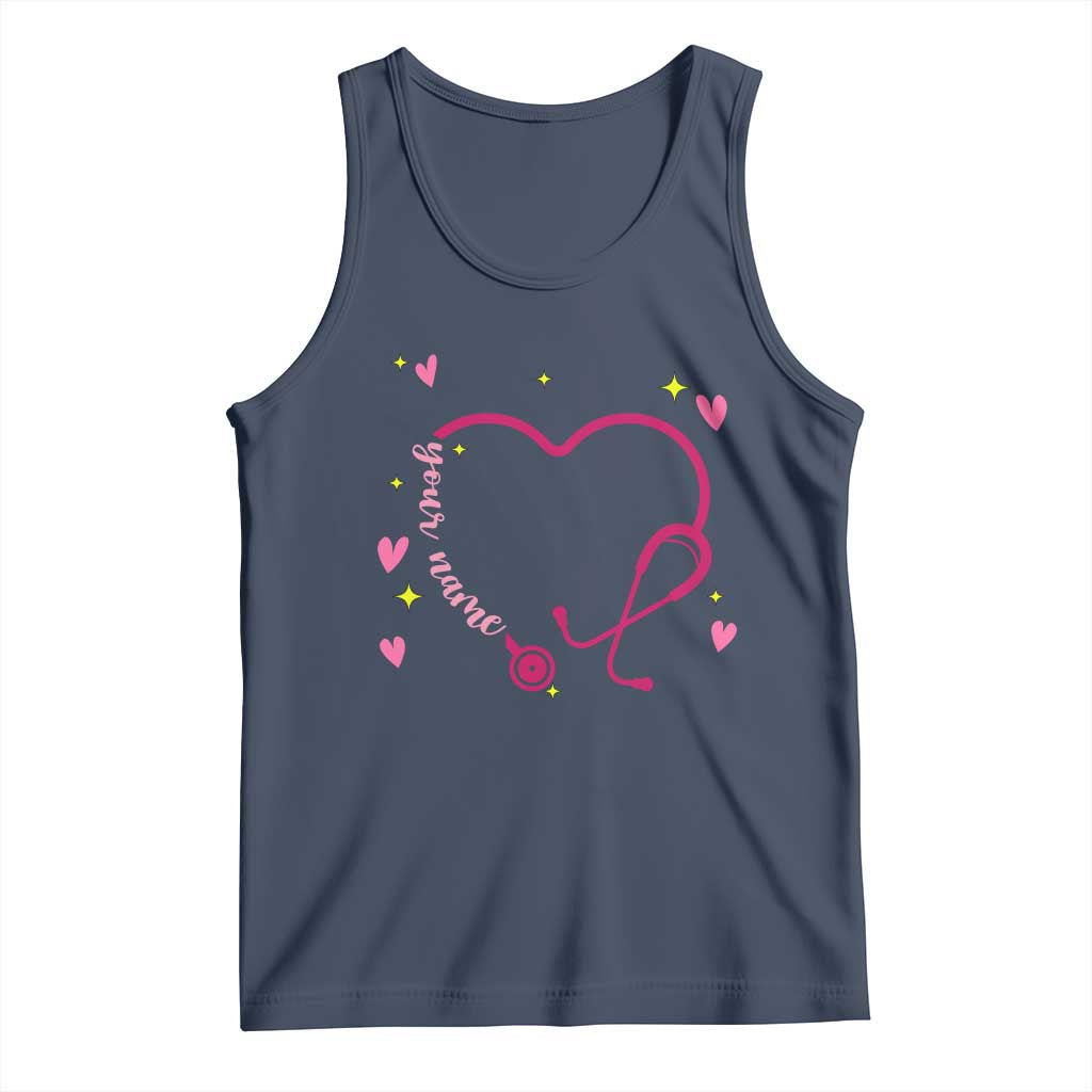 Personalized Valentine's Day Nursing Tank Top Custom Name Nurse Doctor Heart Stethoscope