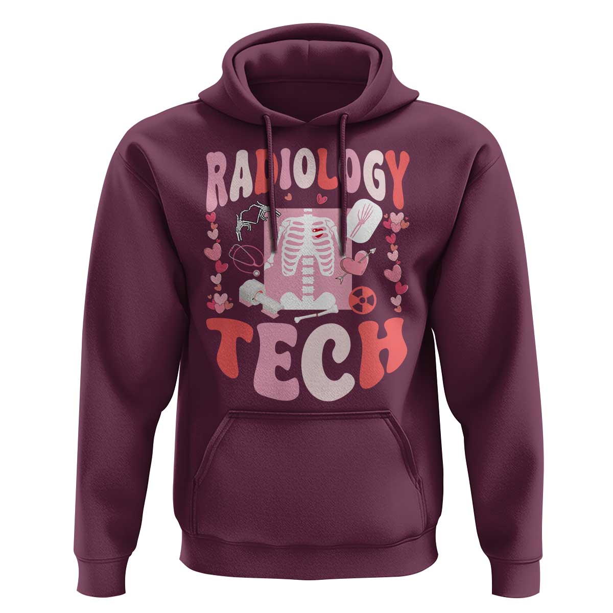 Funny Radiology Tech Valentine's Day Hoodie Rad Tech Nurse Xray Hearts