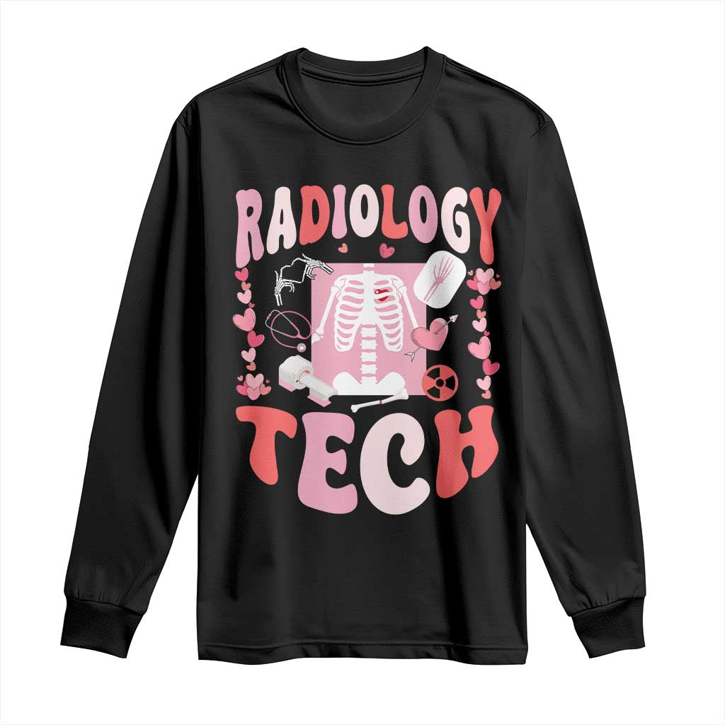 Funny Radiology Tech Valentine's Day Long Sleeve Shirt Rad Tech Nurse Xray Hearts