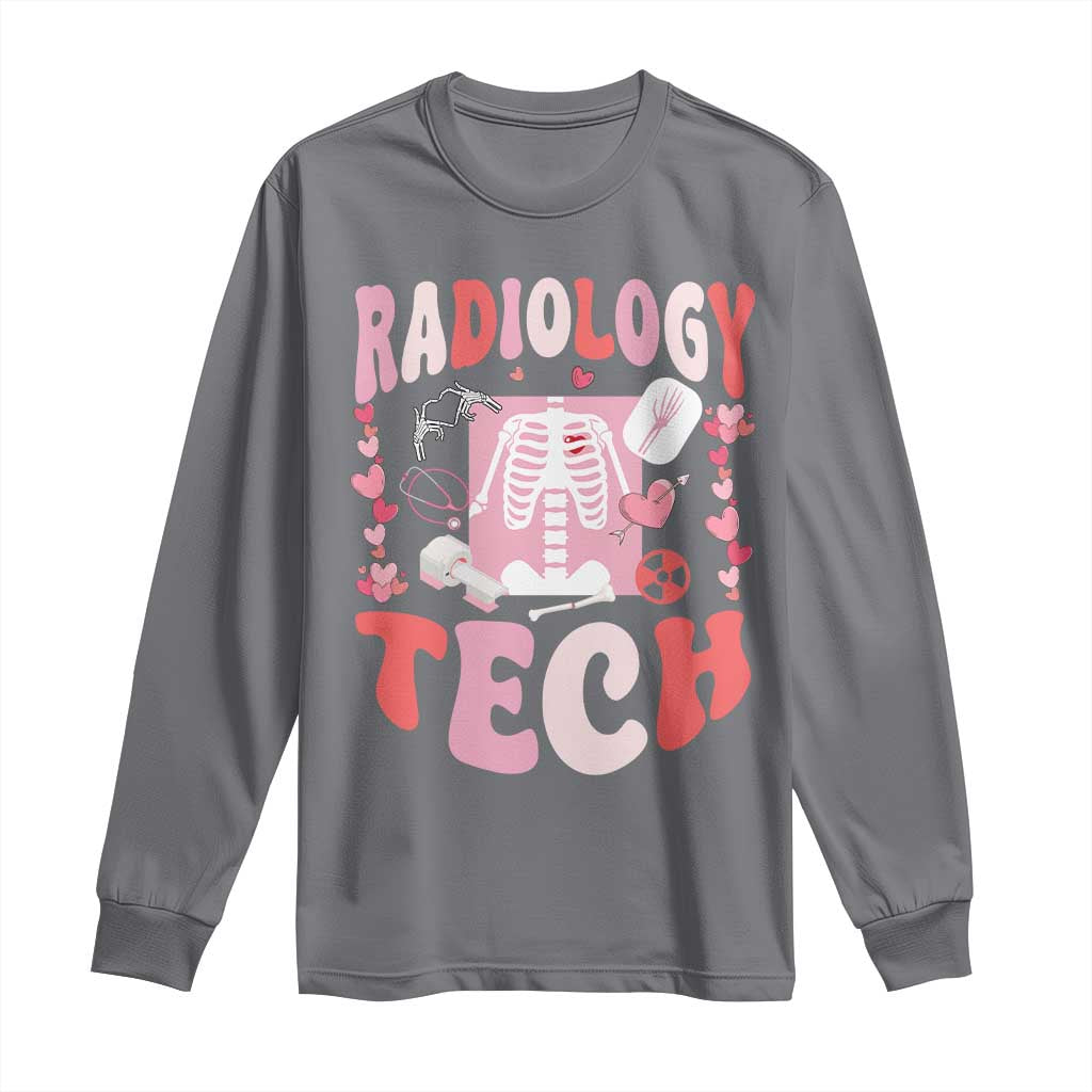 Funny Radiology Tech Valentine's Day Long Sleeve Shirt Rad Tech Nurse Xray Hearts