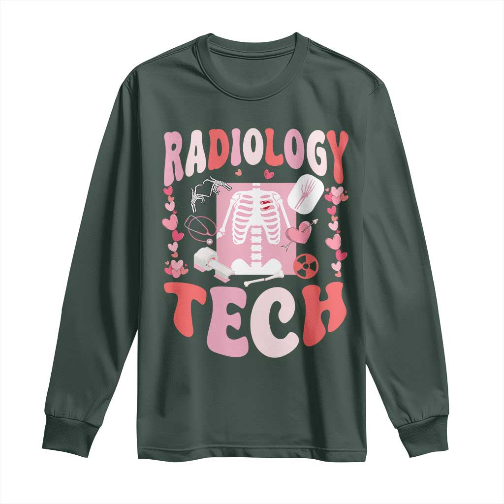 Funny Radiology Tech Valentine's Day Long Sleeve Shirt Rad Tech Nurse Xray Hearts