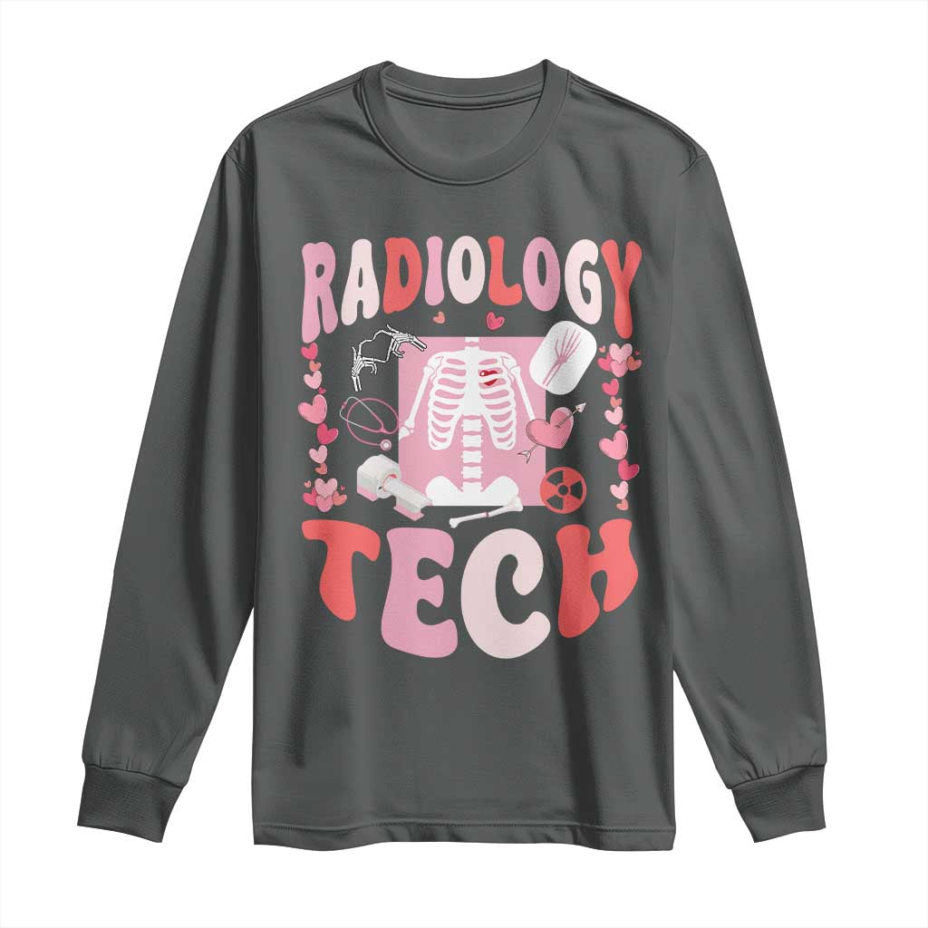 Funny Radiology Tech Valentine's Day Long Sleeve Shirt Rad Tech Nurse Xray Hearts