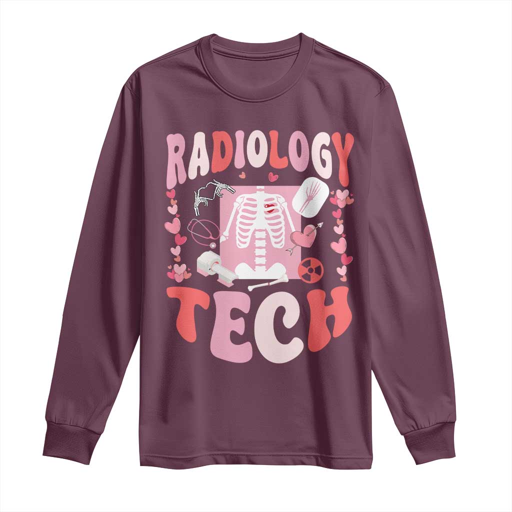 Funny Radiology Tech Valentine's Day Long Sleeve Shirt Rad Tech Nurse Xray Hearts