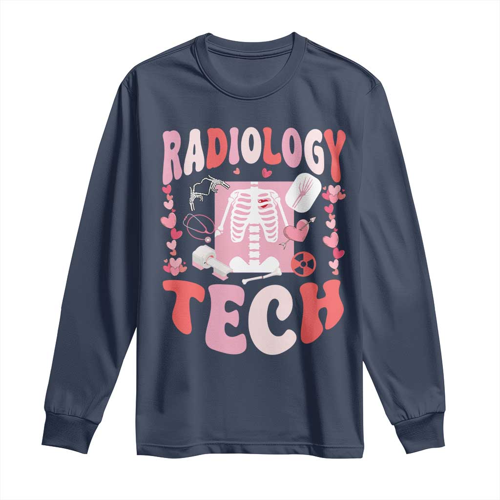 Funny Radiology Tech Valentine's Day Long Sleeve Shirt Rad Tech Nurse Xray Hearts