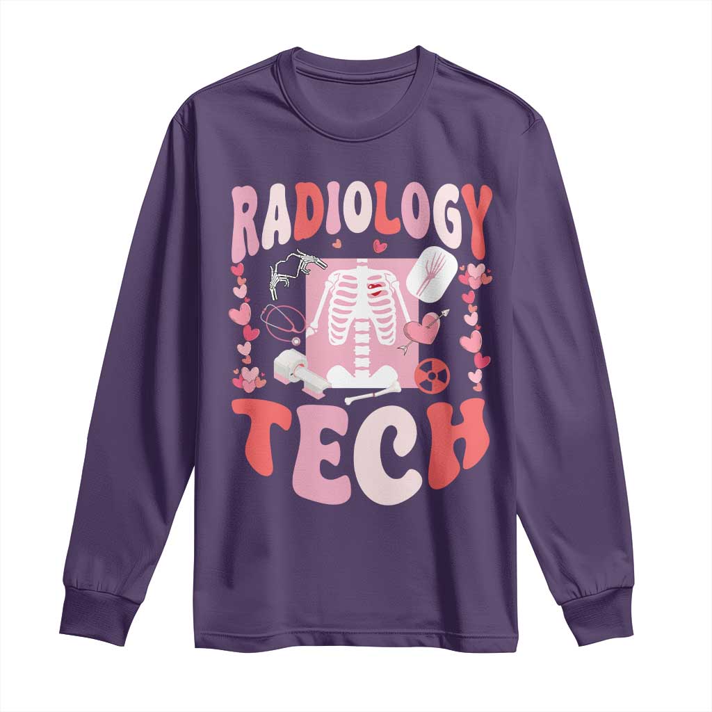 Funny Radiology Tech Valentine's Day Long Sleeve Shirt Rad Tech Nurse Xray Hearts