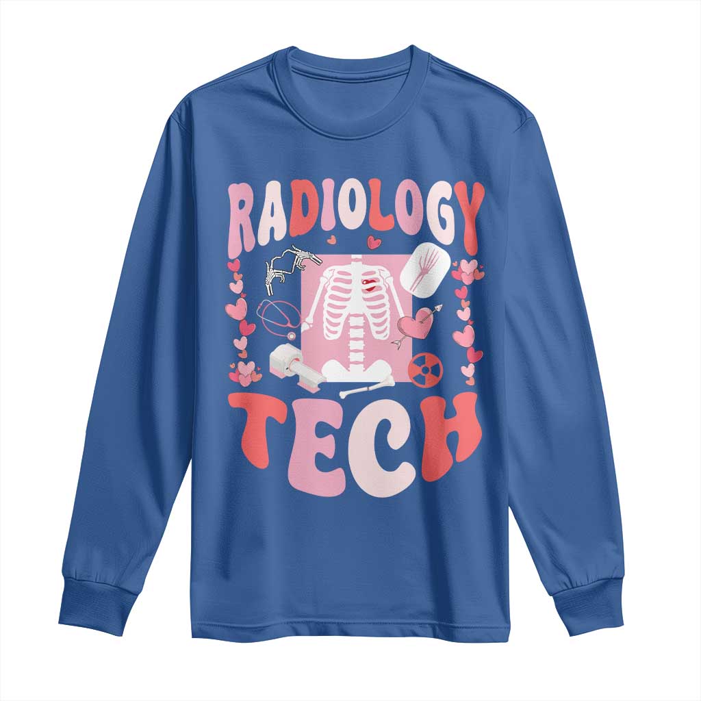 Funny Radiology Tech Valentine's Day Long Sleeve Shirt Rad Tech Nurse Xray Hearts