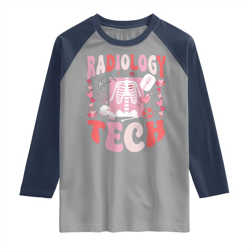 Funny Radiology Tech Valentine's Day Raglan Shirt Rad Tech Nurse Xray Hearts