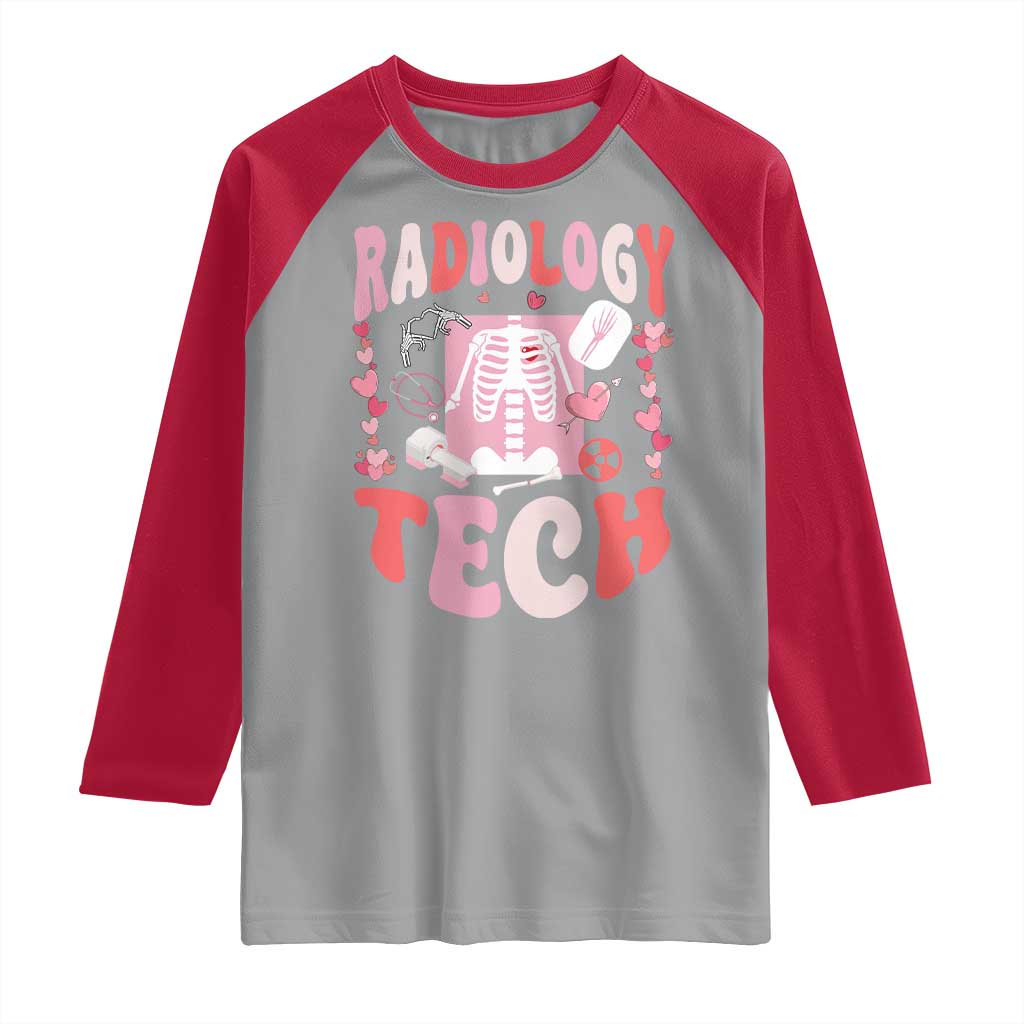 Funny Radiology Tech Valentine's Day Raglan Shirt Rad Tech Nurse Xray Hearts