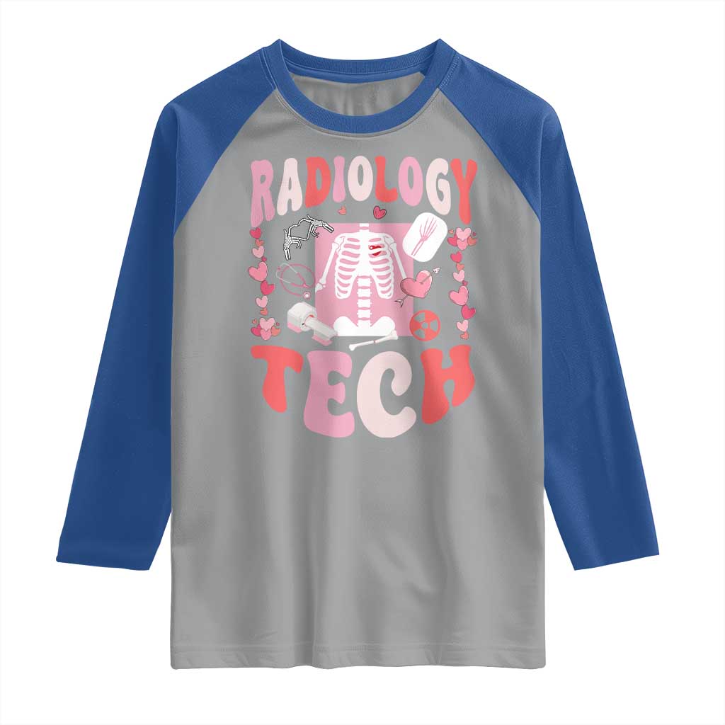 Funny Radiology Tech Valentine's Day Raglan Shirt Rad Tech Nurse Xray Hearts