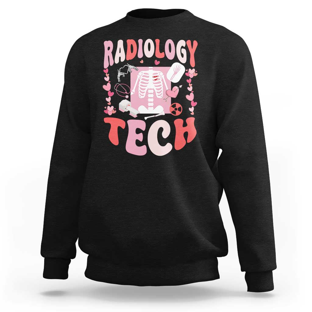 Funny Radiology Tech Valentine's Day Sweatshirt Rad Tech Nurse Xray Hearts