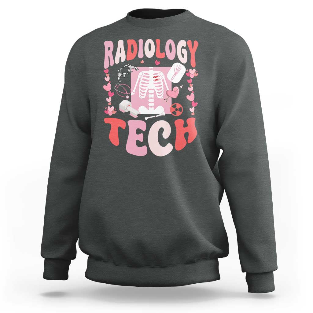 Funny Radiology Tech Valentine's Day Sweatshirt Rad Tech Nurse Xray Hearts