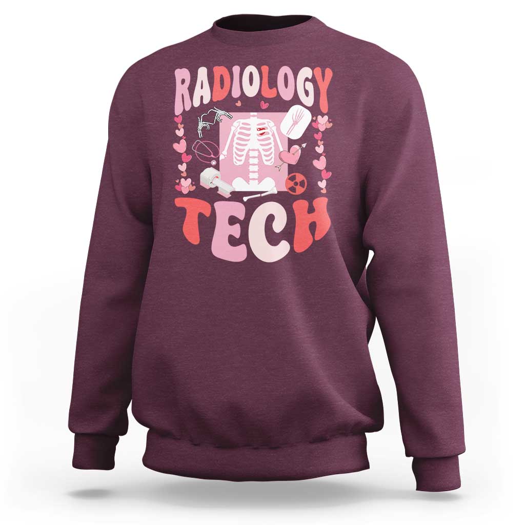 Funny Radiology Tech Valentine's Day Sweatshirt Rad Tech Nurse Xray Hearts