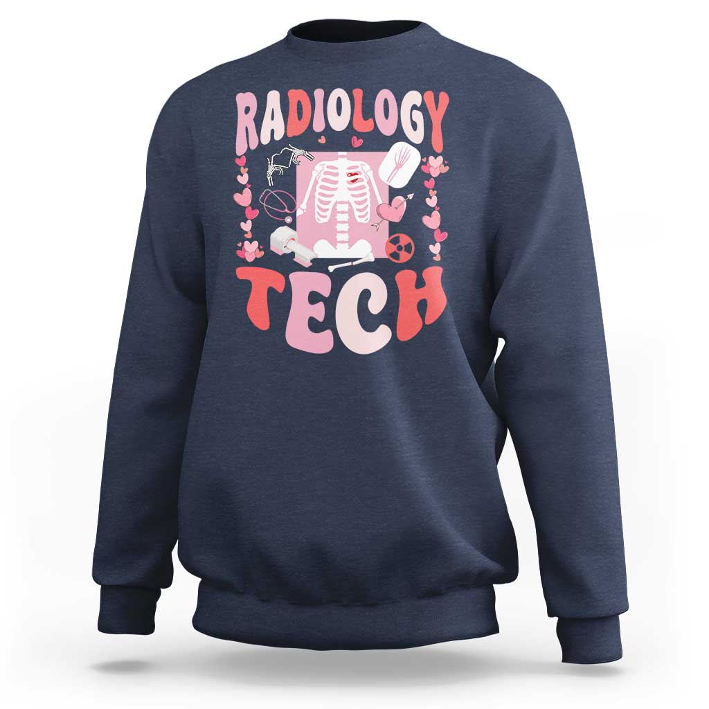 Funny Radiology Tech Valentine's Day Sweatshirt Rad Tech Nurse Xray Hearts