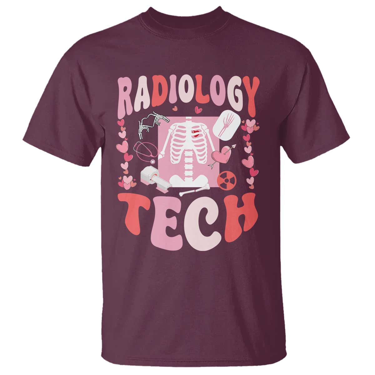 Funny Radiology Tech Valentine's Day T Shirt Rad Tech Nurse Xray Hearts