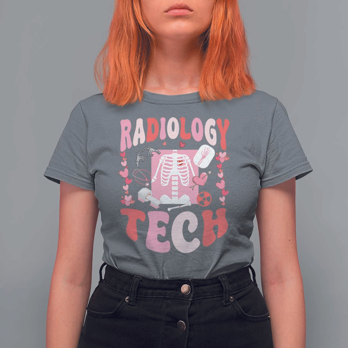 Funny Radiology Tech Valentine's Day T Shirt For Women Rad Tech Nurse Xray Hearts