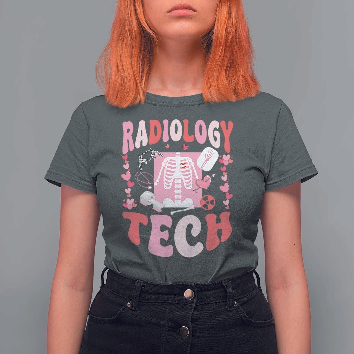 Funny Radiology Tech Valentine's Day T Shirt For Women Rad Tech Nurse Xray Hearts