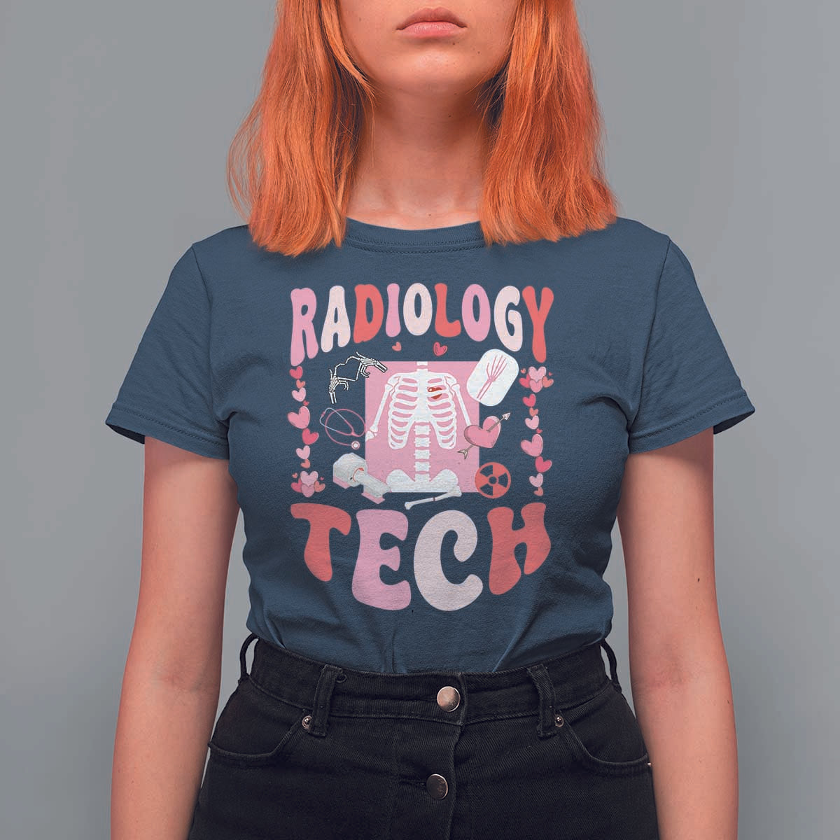 Funny Radiology Tech Valentine's Day T Shirt For Women Rad Tech Nurse Xray Hearts