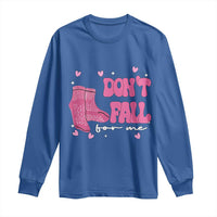 Funny Fall Physical Therapy Valentine's Day Long Sleeve Shirt Don't Fall For Me Fall Prevention Nurse