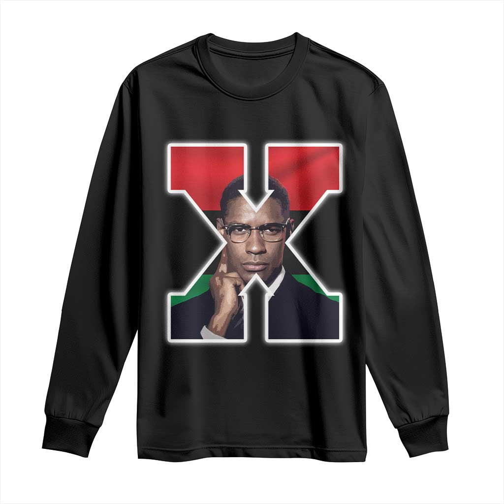 Malcolm X Black History Month Black Liberation Flag Long Sleeve Shirt